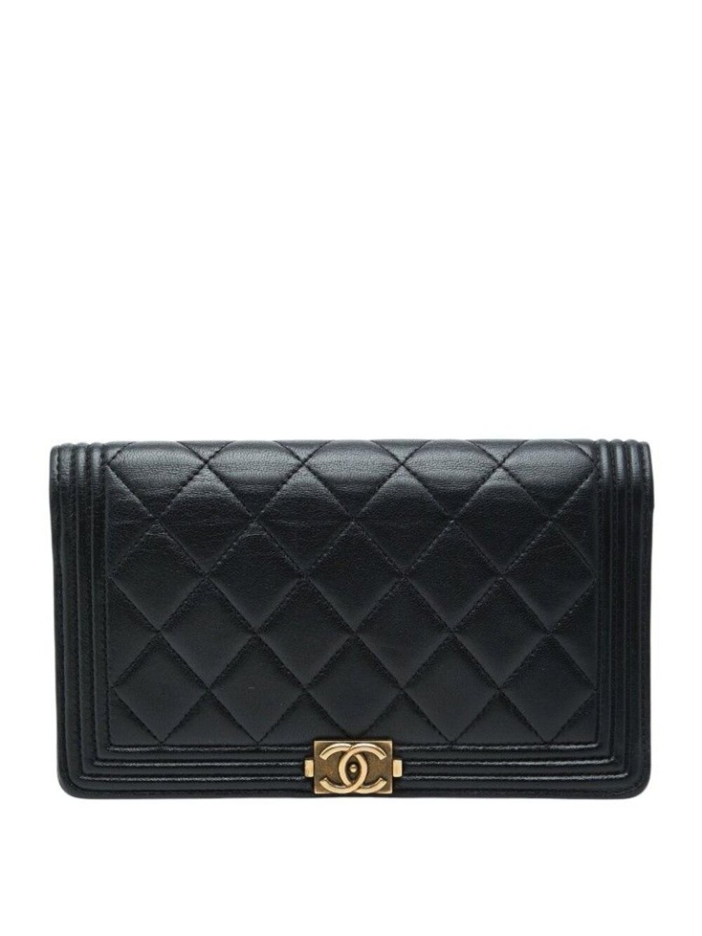 Chanel CC Logo Bifold Wallet Black Lambskin